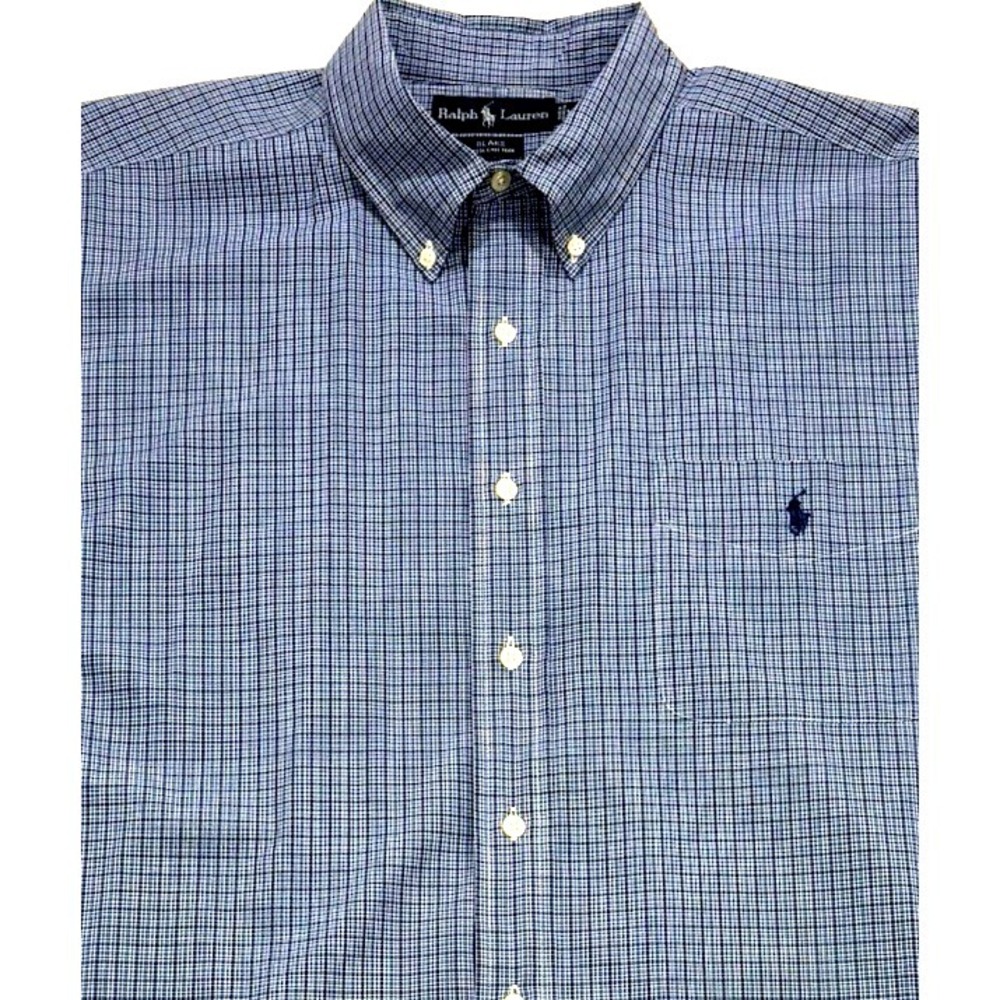 Vintage Polo Ralph Lauren Blake Shirt Men XXL Blue Plaid Button Down L/S